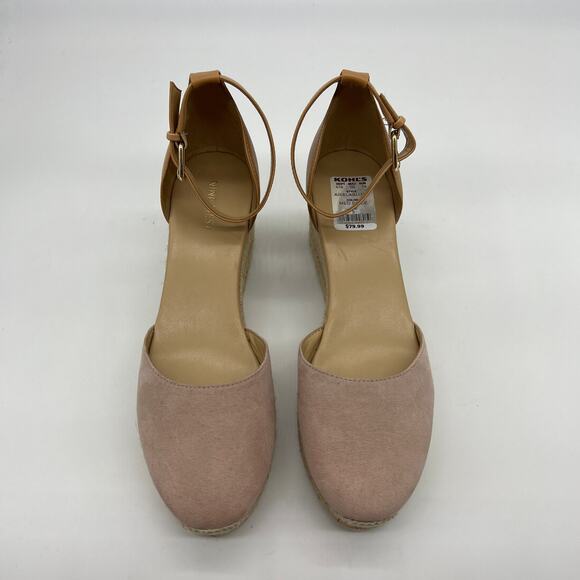 Nine West Women's Shoes Size 9.5 Ariela Espadrille Buckle Wedge Sandals Pink - Picture 3 of 12